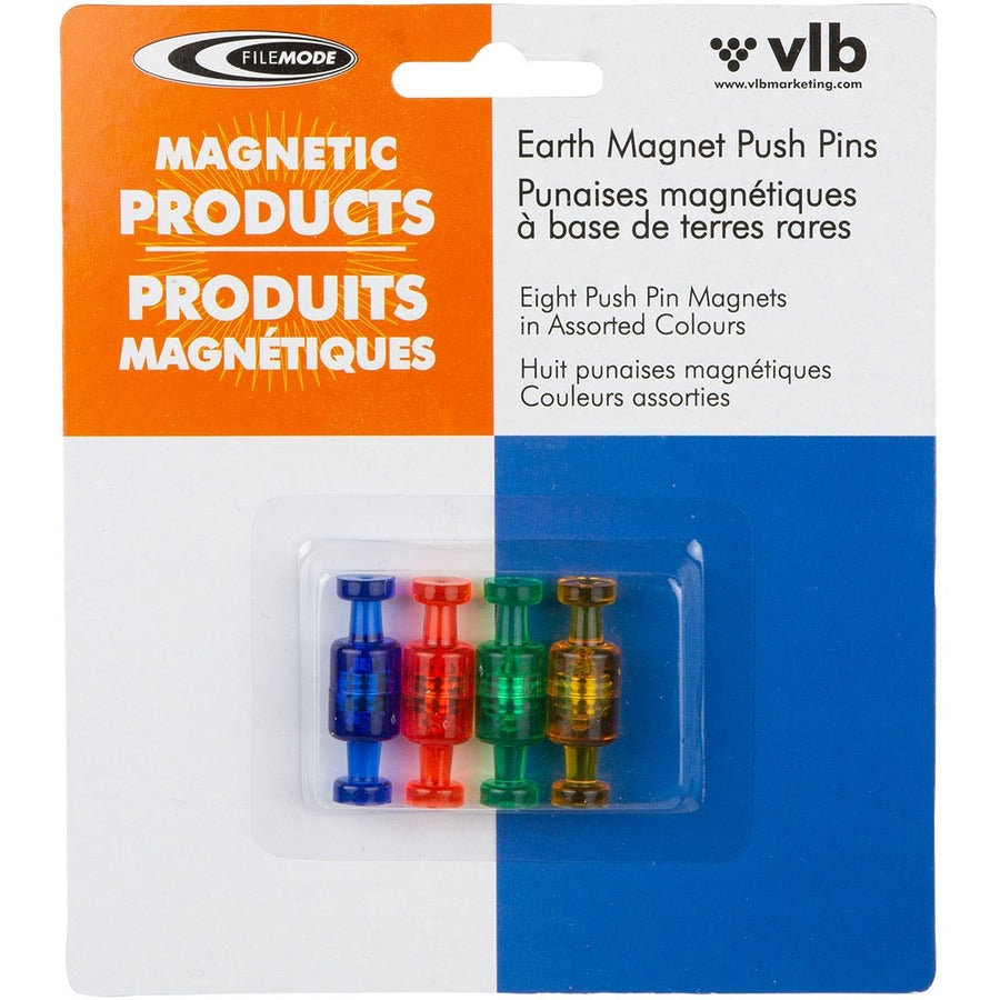 VLB FileMode Magnetic Push Pins Assorted Colours 8/pkg