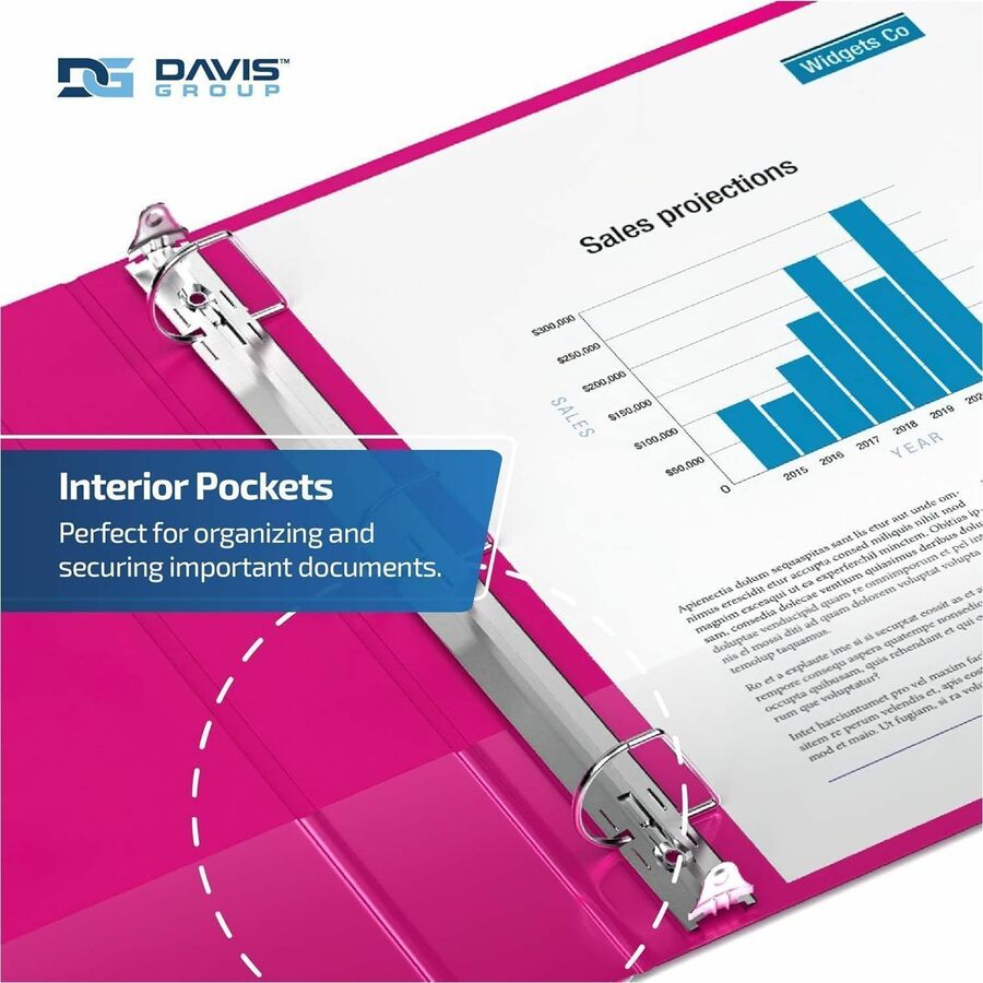 Classeur, anneaux en D de 2 po, rose