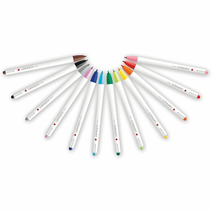 Zebra Pen ClickArt Retractable Markers Bullet Tip Assorted Colours 12/pkg