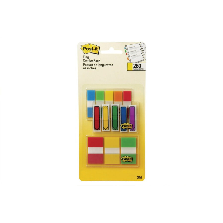 Feuillets Post-it® drapeaux, paquet économique, couleurs assorties, 3 distributeurs/paq.