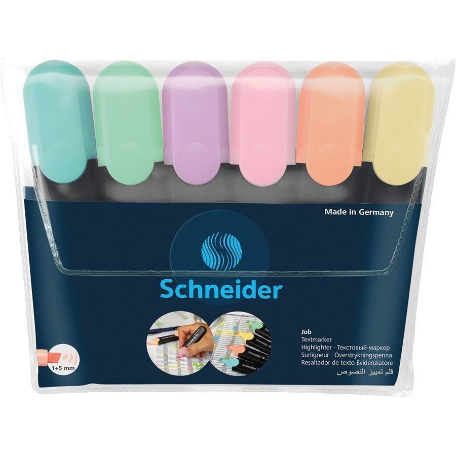 Schneider Job Pastel highlighters, chisel tip, assorted 6-pack