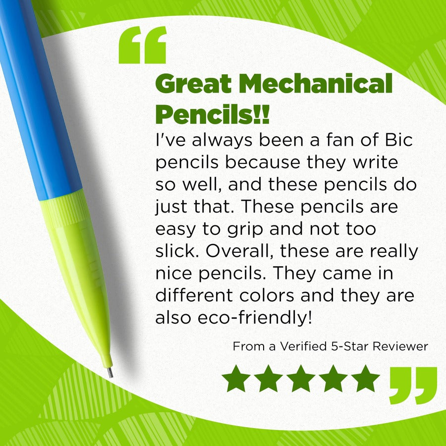 BIC Ecolutions HB Mechanical Pencil, 81% Recycled Plastic, Medium Point (0.7 mm), 100% Recycled Packaging, 12 Count Pack
