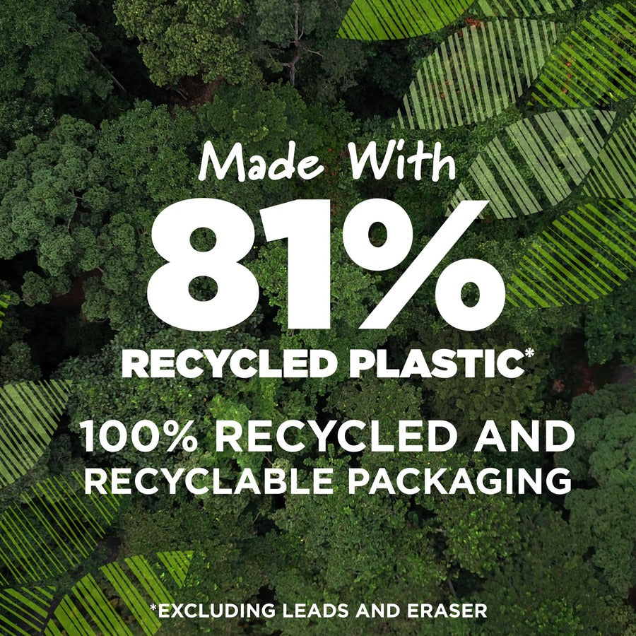 BIC Ecolutions HB Mechanical Pencil, 81% Recycled Plastic, Medium Point (0.7 mm), 100% Recycled Packaging, 12 Count Pack