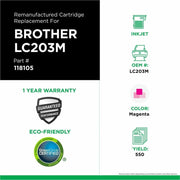 CIG Remanufactured High Yield Inkjet Ink Cartridge Brother LC2032PKS, LC203XL, LC203C - Magenta - 1 Each