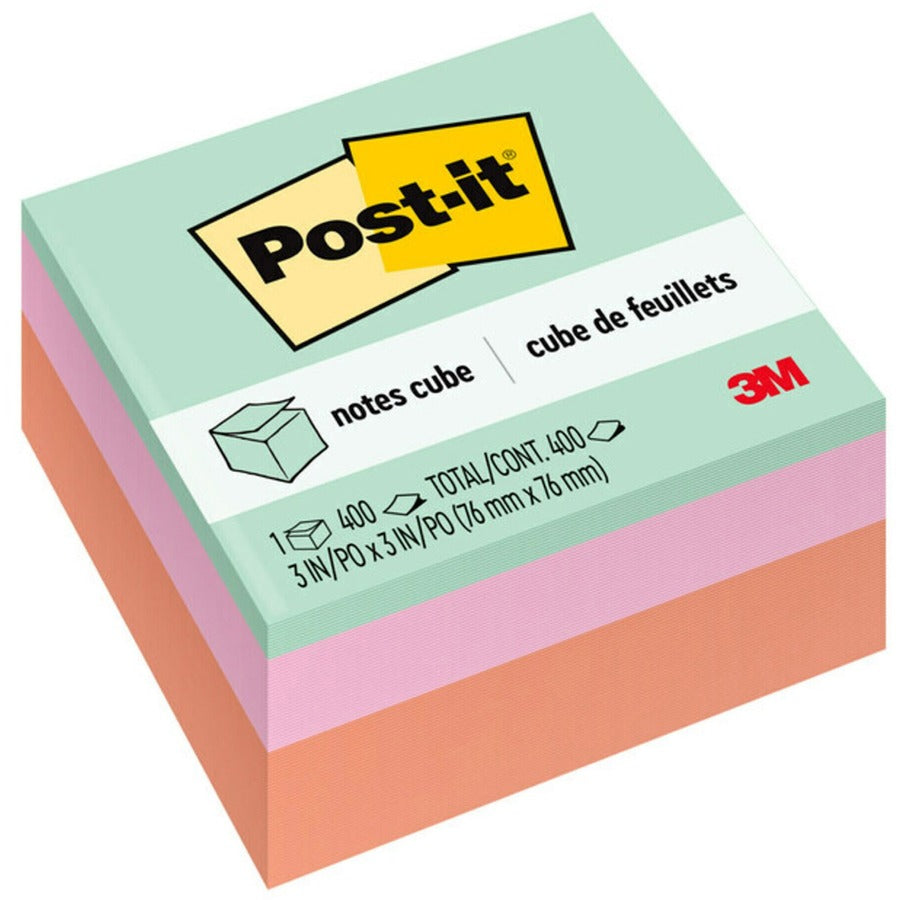 Bloc Post-it® Cube | 76 × 76 mm | Couleurs assorties | 400 feuilles