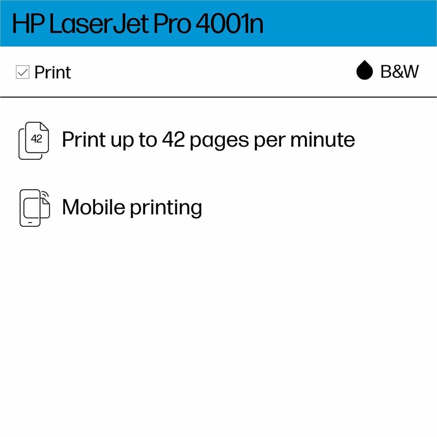 HP LaserJet Pro 4001 4001n Desktop Laser Printer - Monochrome