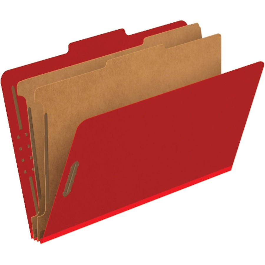 Pendaflex 2-Divider Pressboard Classification Folders - Legal, Box of 10 - Bright Red