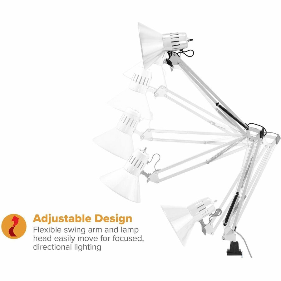 Bostitch Swing Arm Desk Lamp with Clamp, White