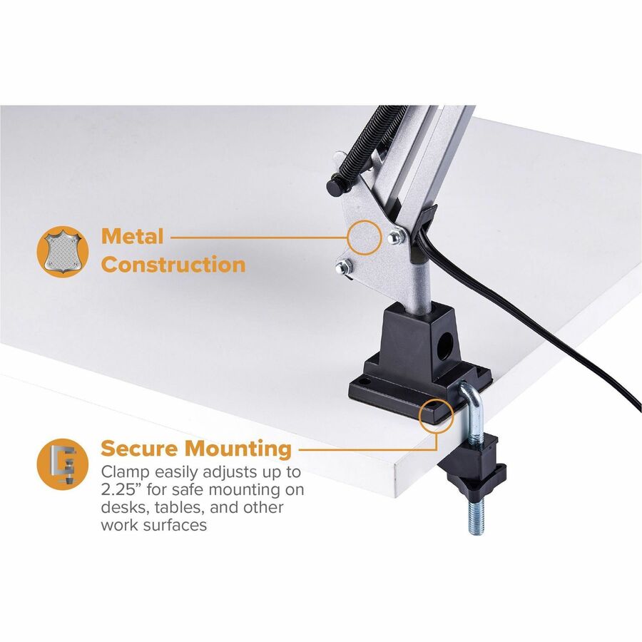 Bostitch Swing Arm Desk Lamp with Clamp, White