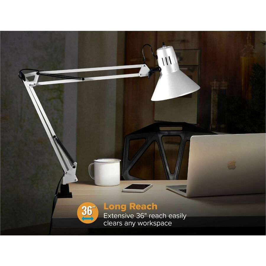 Bostitch Swing Arm Desk Lamp with Clamp, White