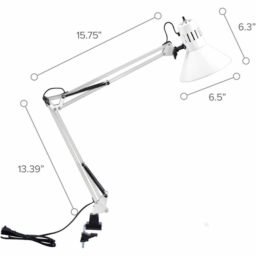 Bostitch Swing Arm Desk Lamp with Clamp, White
