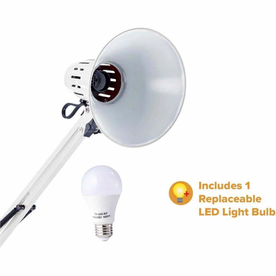 Bostitch Swing Arm Desk Lamp with Clamp, White
