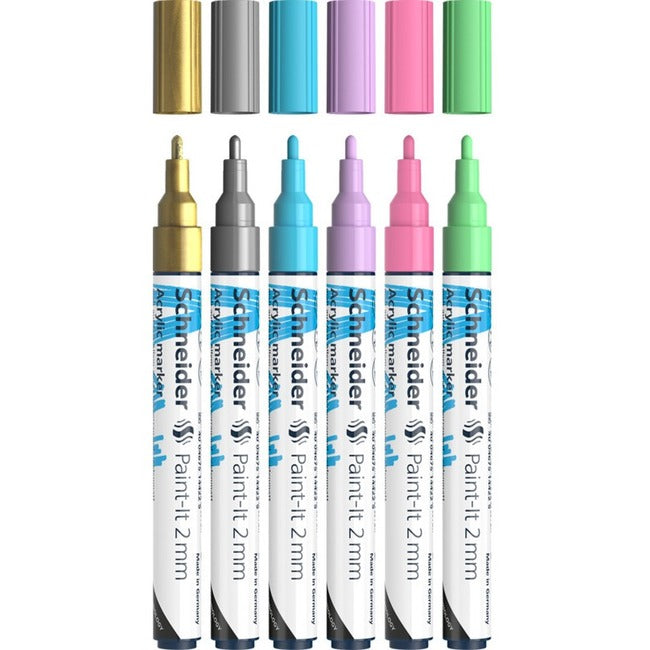 Schneider Paint-It 310 acrylic paint markers, 2 mm, pastel 6-pack