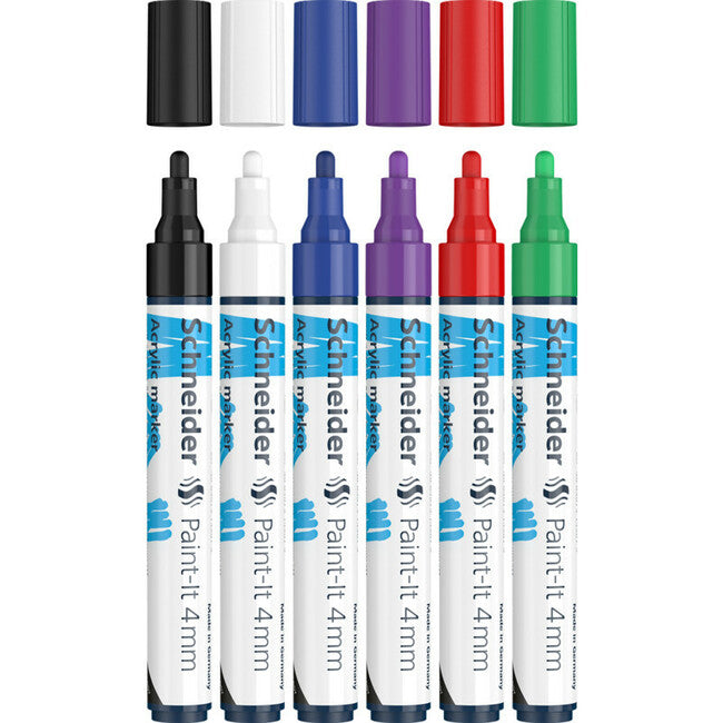 Schneider Paint-It 320 acrylic paint markers, 4 mm, assorted 6-pack