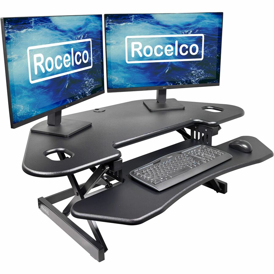 Rocelco CADR-46 Corner Adjustable Standing Desk Riser — Black
