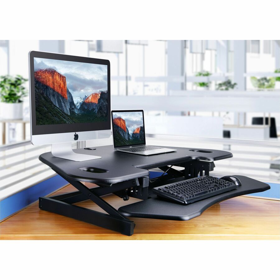 Rocelco CADR-46 Corner Adjustable Standing Desk Riser — Black