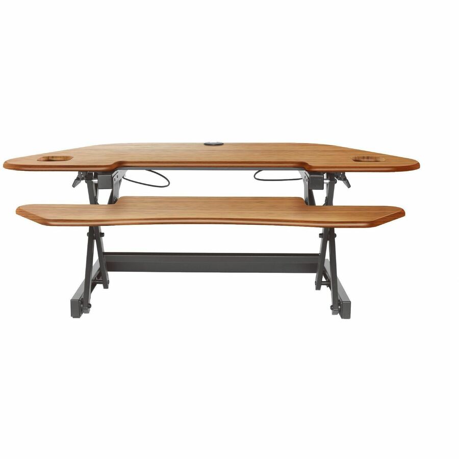 Rocelco CADRT-46 Corner Sit-Stand Desk Riser — Teak