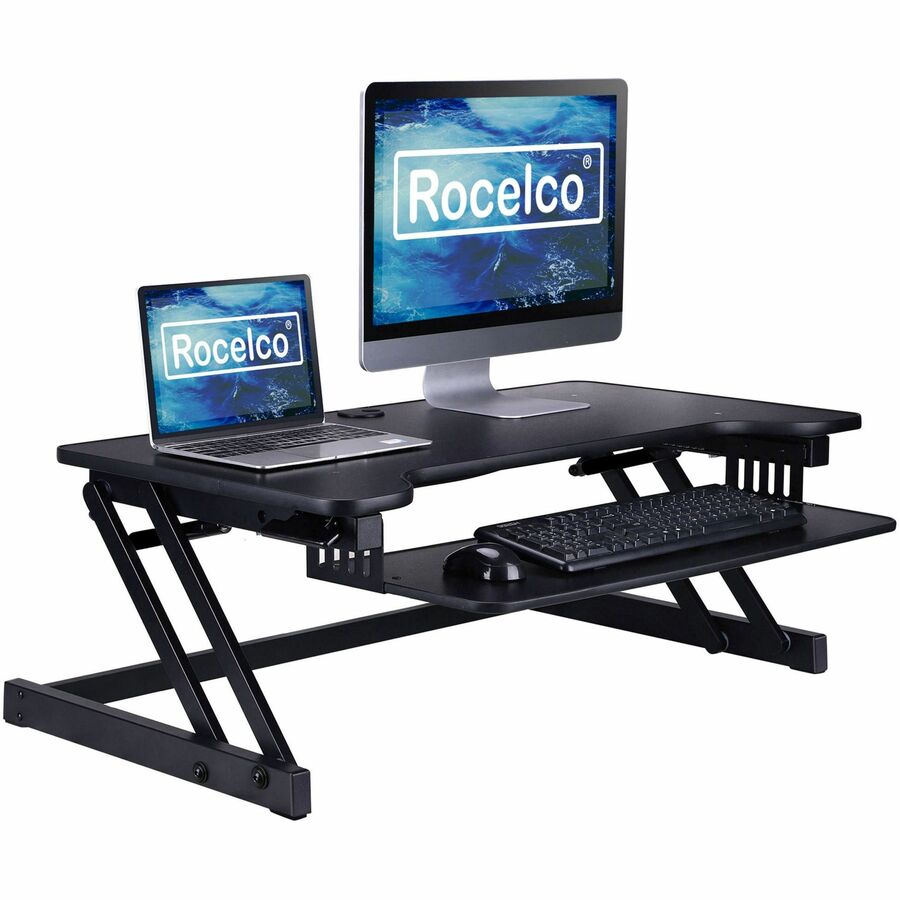 Rocelco DADR 37.4" Deluxe Adjustable Desk Riser — Black