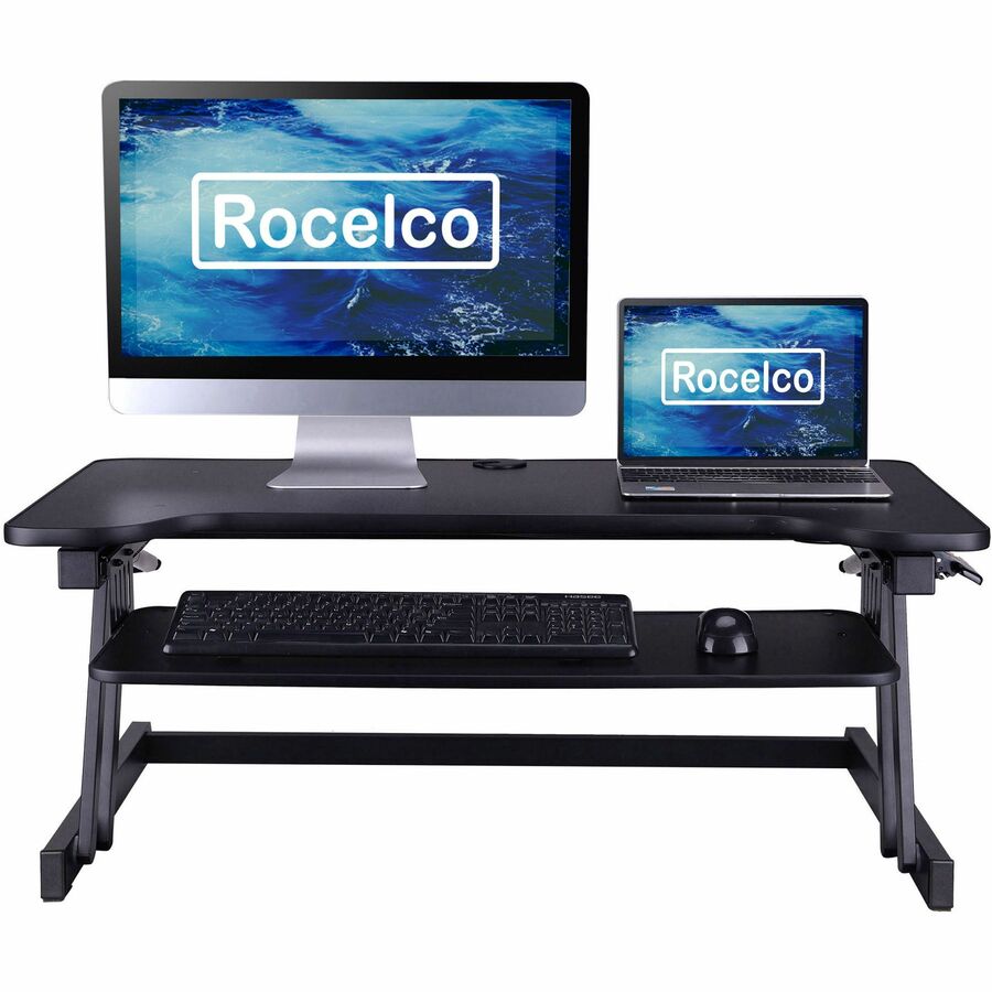 Rocelco DADR 37.4" Deluxe Adjustable Desk Riser — Black