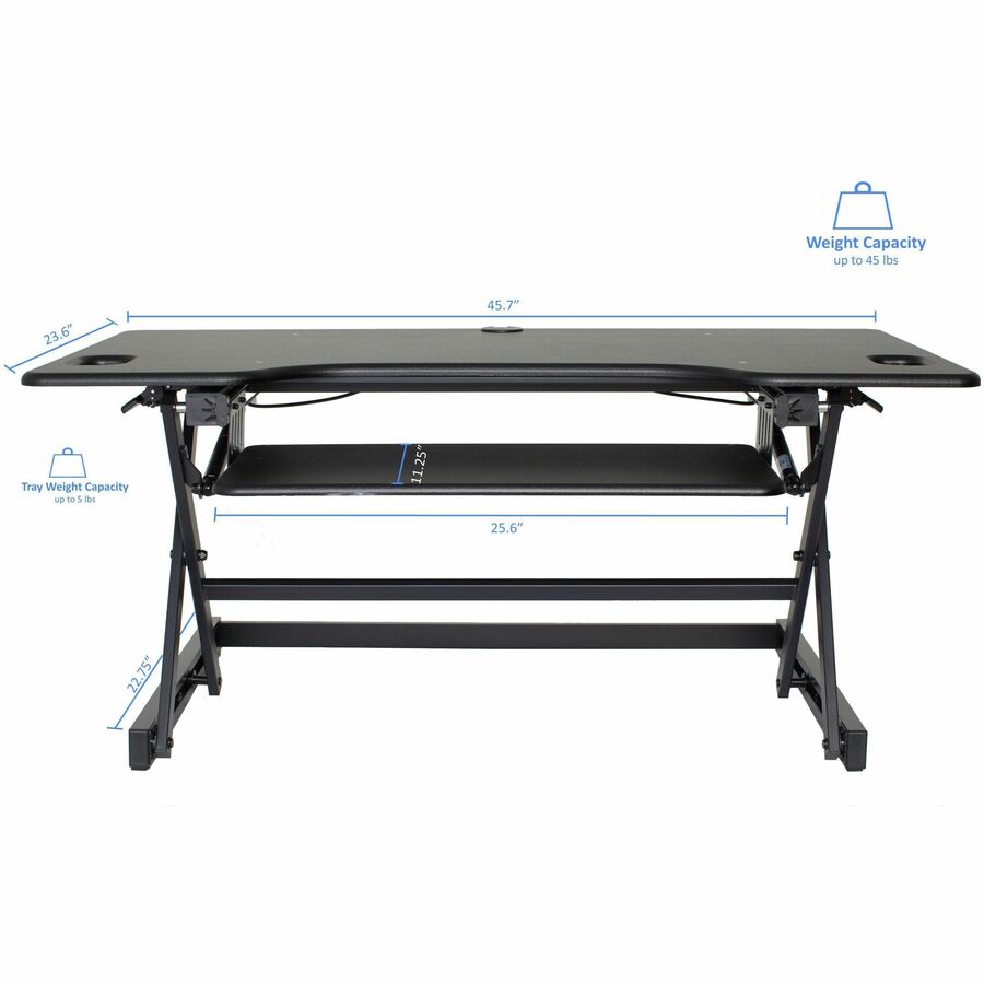 Rocelco DADR-46 Adjustable Desk Riser with EVR — Black