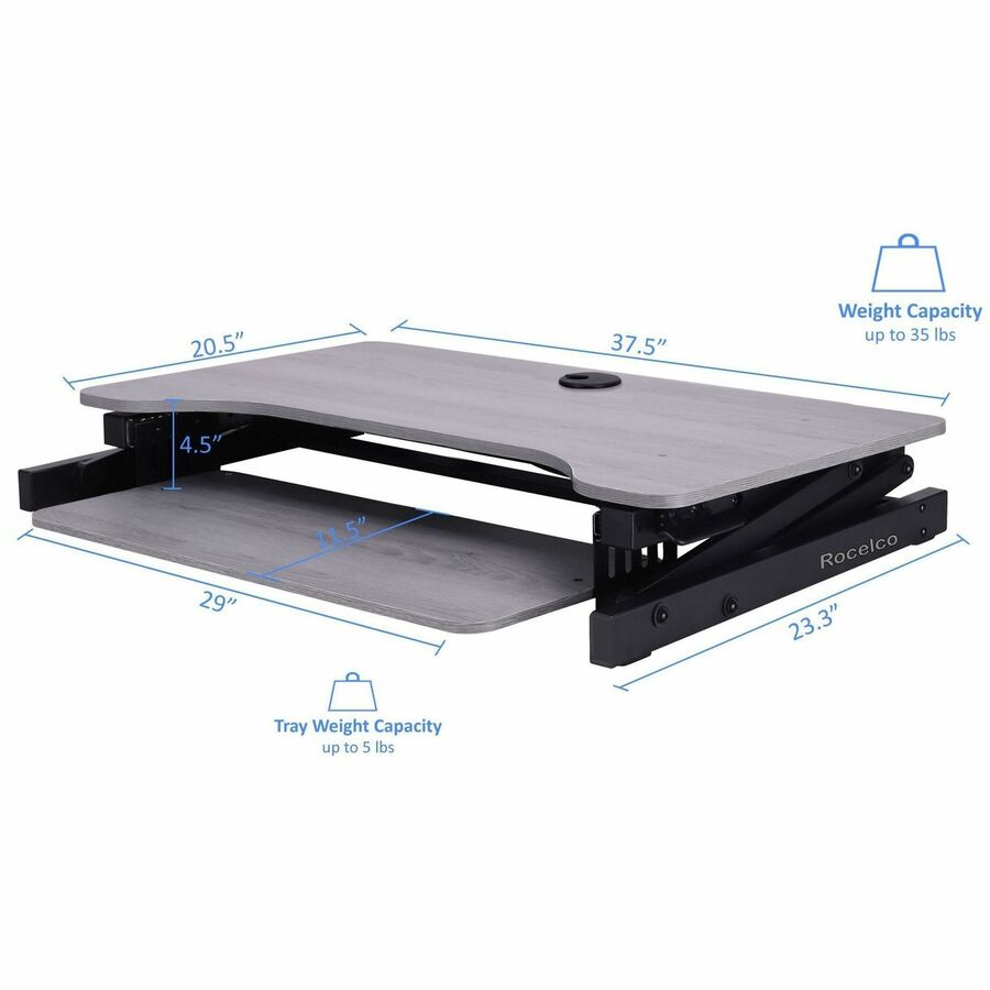 Rocelco DADR Deluxe Adjustable Desk Riser — Grey
