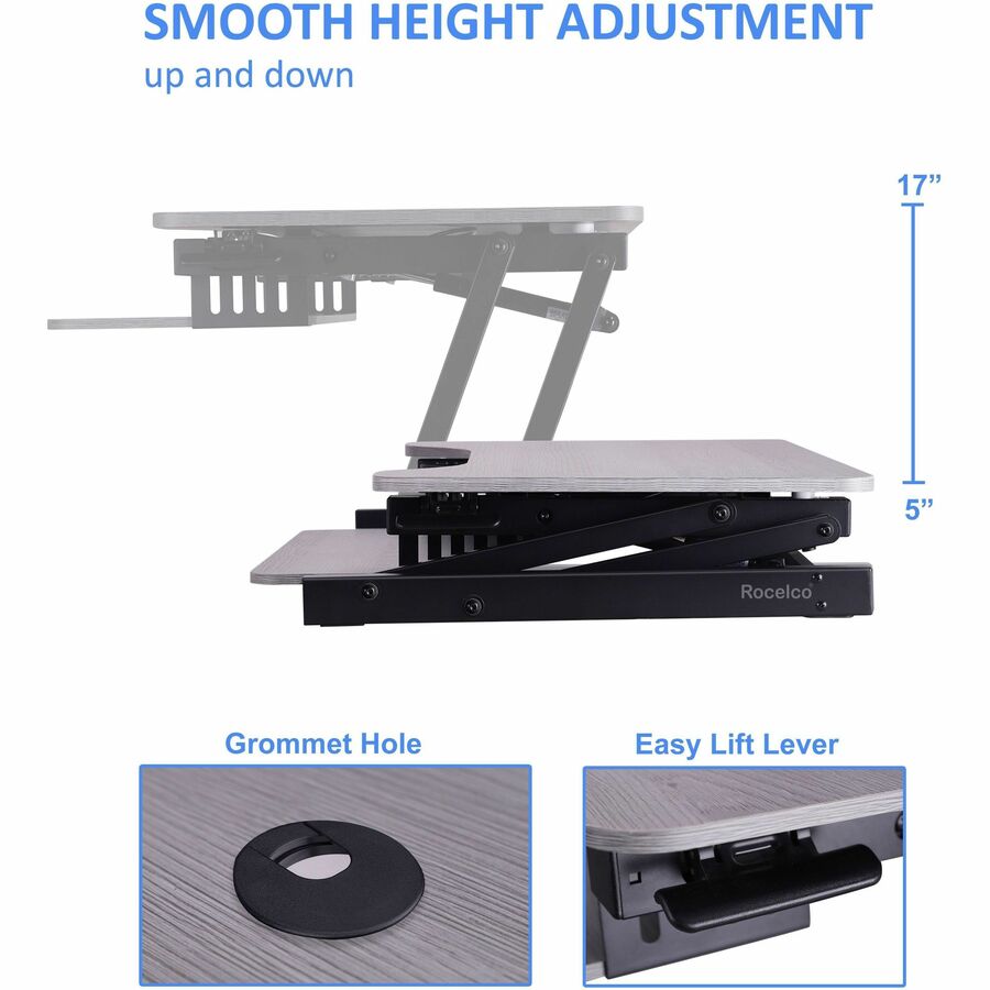 Rocelco DADR Deluxe Adjustable Desk Riser — Grey