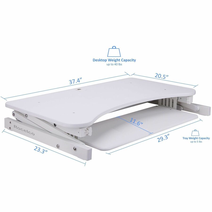 Rocelco DADR 37.4" Deluxe Adjustable Desk Riser — White
