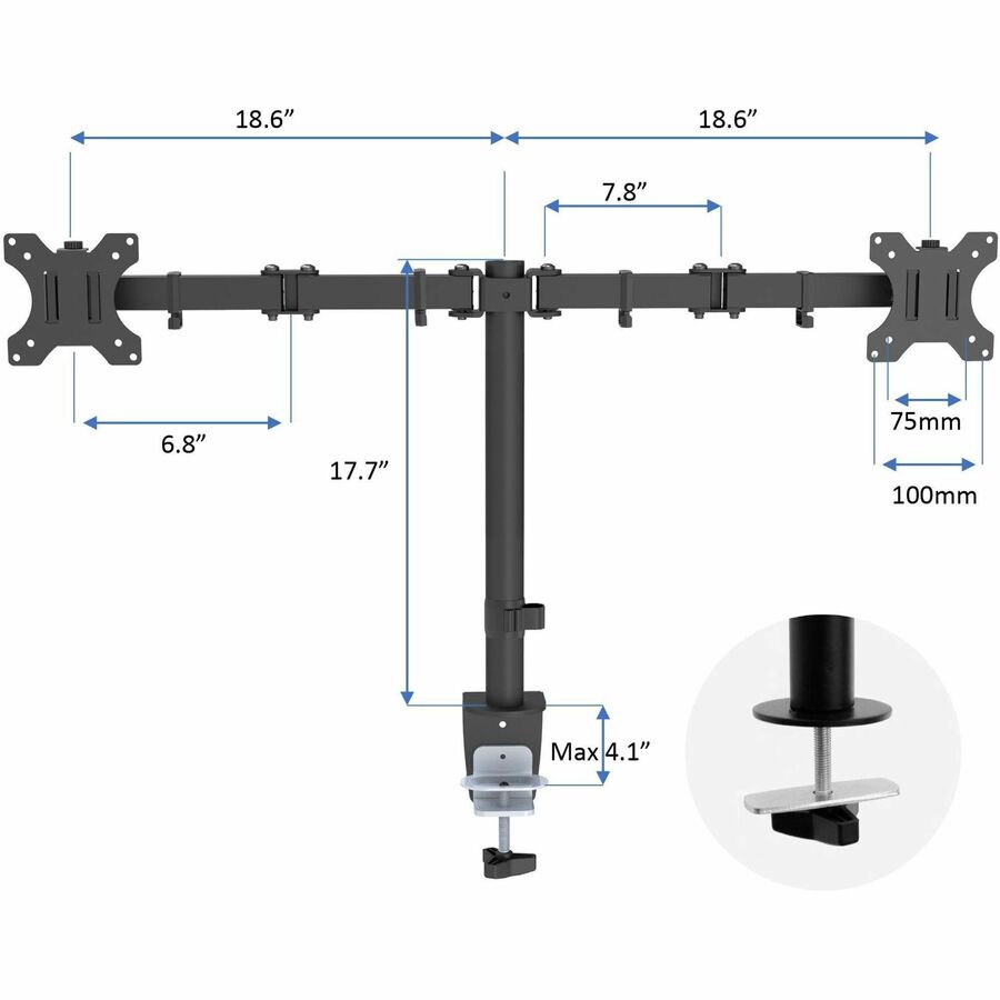 Rocelco RDM2 Dual Monitor Desk Mount — Black