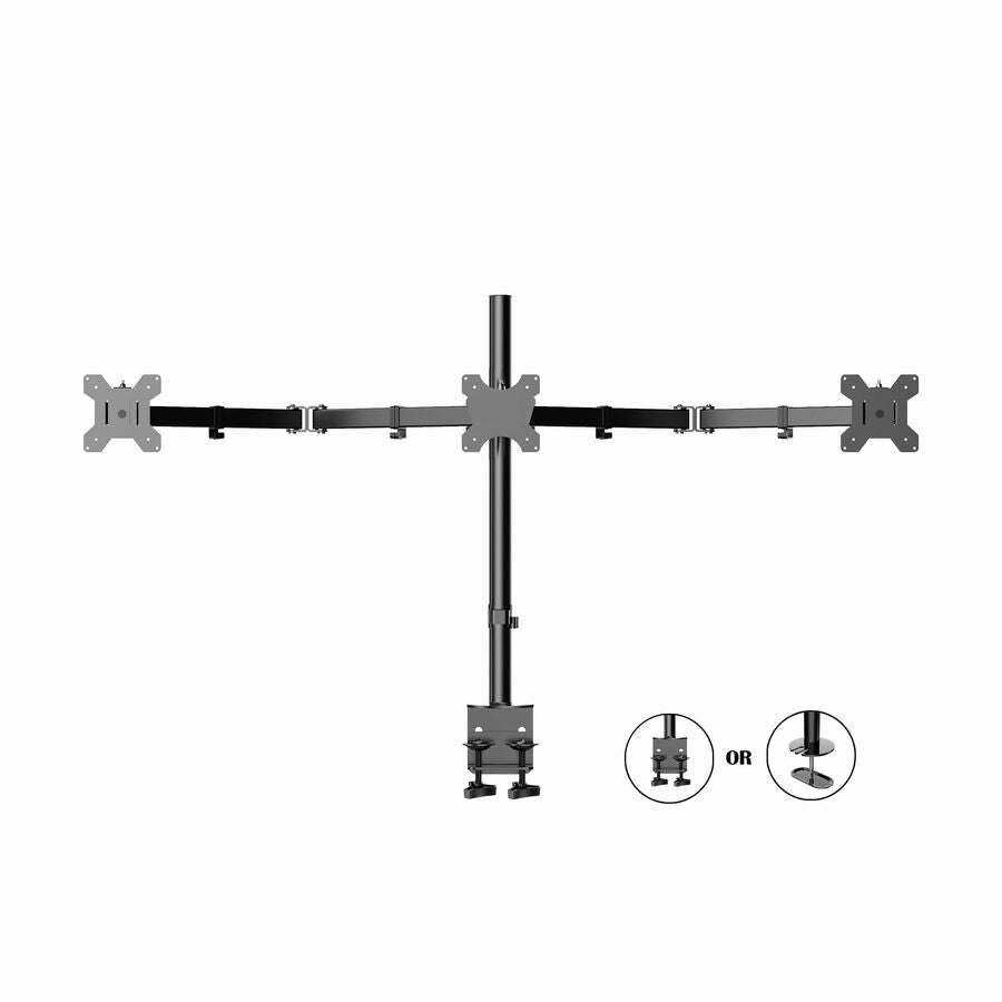 Rocelco RDM3 Triple Monitor Desk Mount — Black