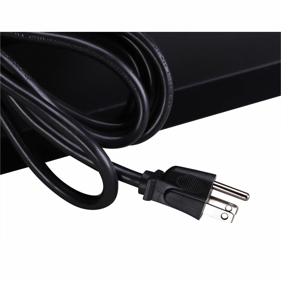 Rocelco Dual Monitor Stand with AC Outlets & USB — Black
