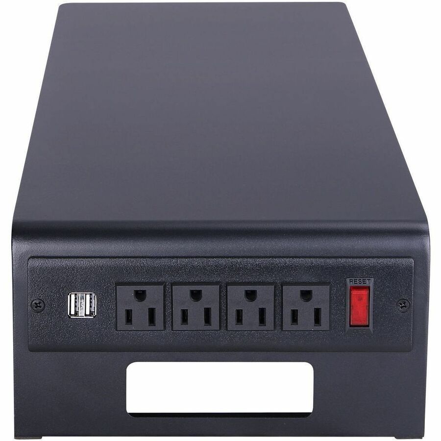 Rocelco Dual Monitor Stand with AC Outlets & USB — Black