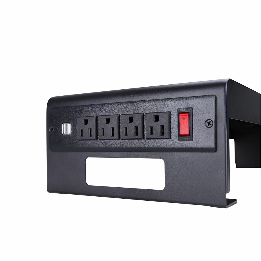 Rocelco Dual Monitor Stand with AC Outlets & USB — Black