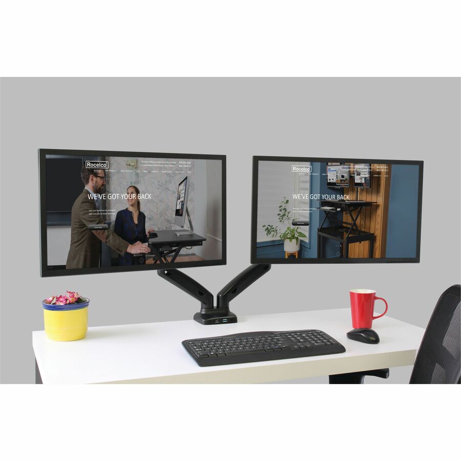 Rocelco MA2 Dual Monitor Arm with Motion Assist — Black