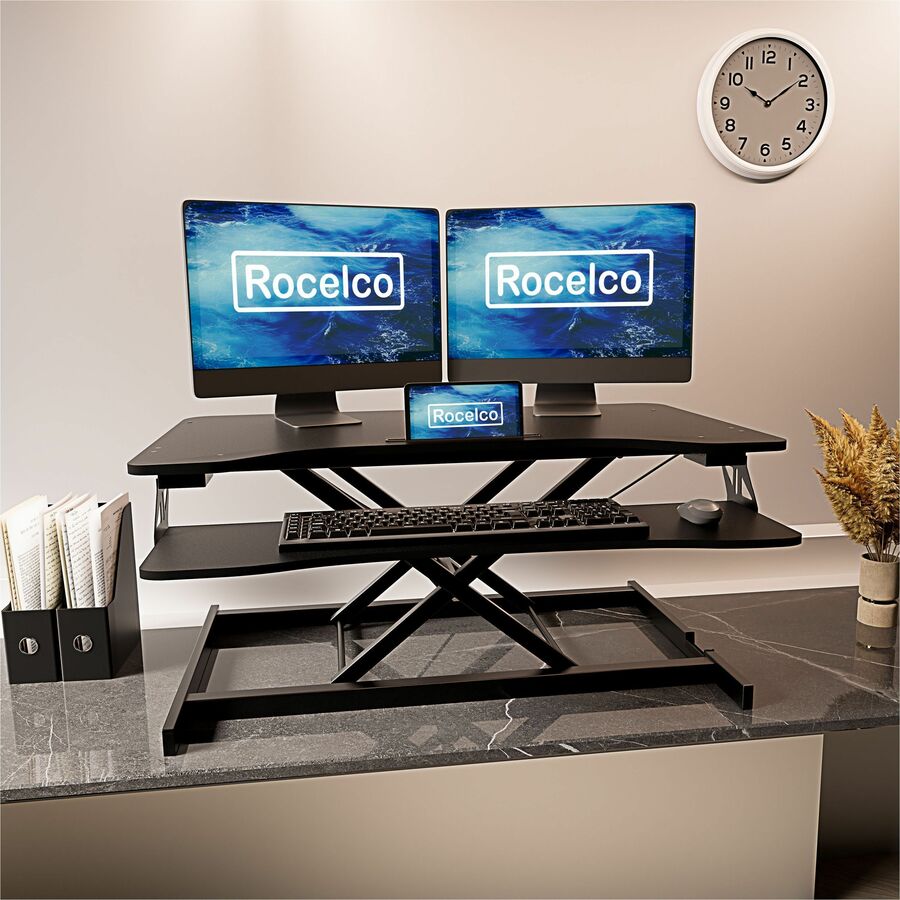 Rocelco VADR 31.5" Hi-Lift Adjustable Desk Riser — Black