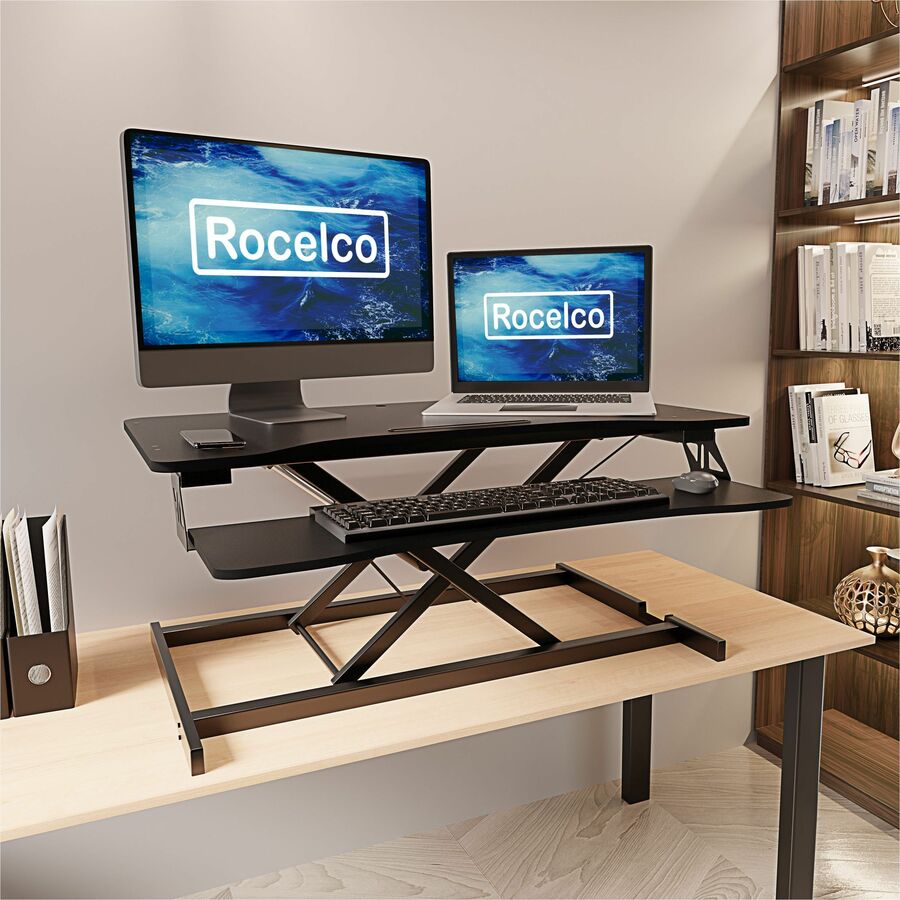 Rocelco VADR 31.5" Hi-Lift Adjustable Desk Riser — Black
