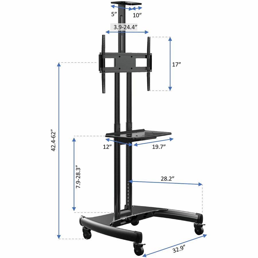 Rocelco VSTC Mobile TV Cart — Steel