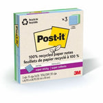 Post-it® Recycled Super Sticky Ruled Notes | 4×4 in. | Assorted Oasis | 70 Sheets/Pad | 3 Pads/Pack