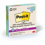 Post-it® Recycled Super Sticky Ruled Notes | 4×4 in. | Assorted Oasis | 70 Sheets/Pad | 3 Pads/Pack