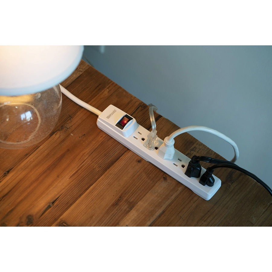 Woods 6-Outlet Power Strip — 6 ft Cord, White