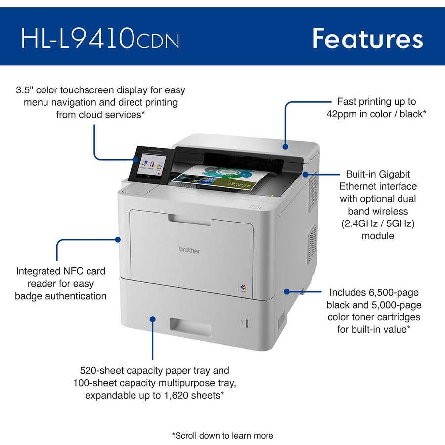 Brother Workhorse HL HL-L9410CDN Desktop Wireless Laser Printer - Color