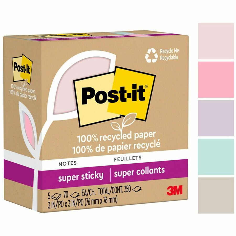 Post-it&reg; Recycled Super Sticky Notes - 24-Pack