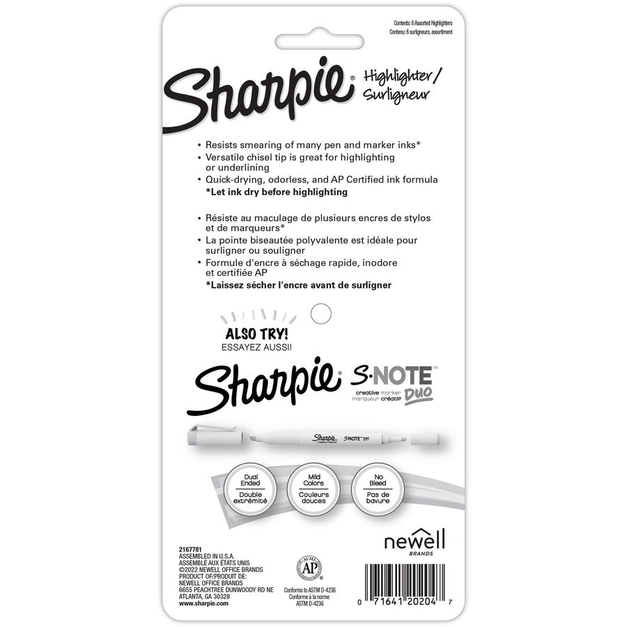 Sharpie Accent Highlighters w/Smear Guard Standard