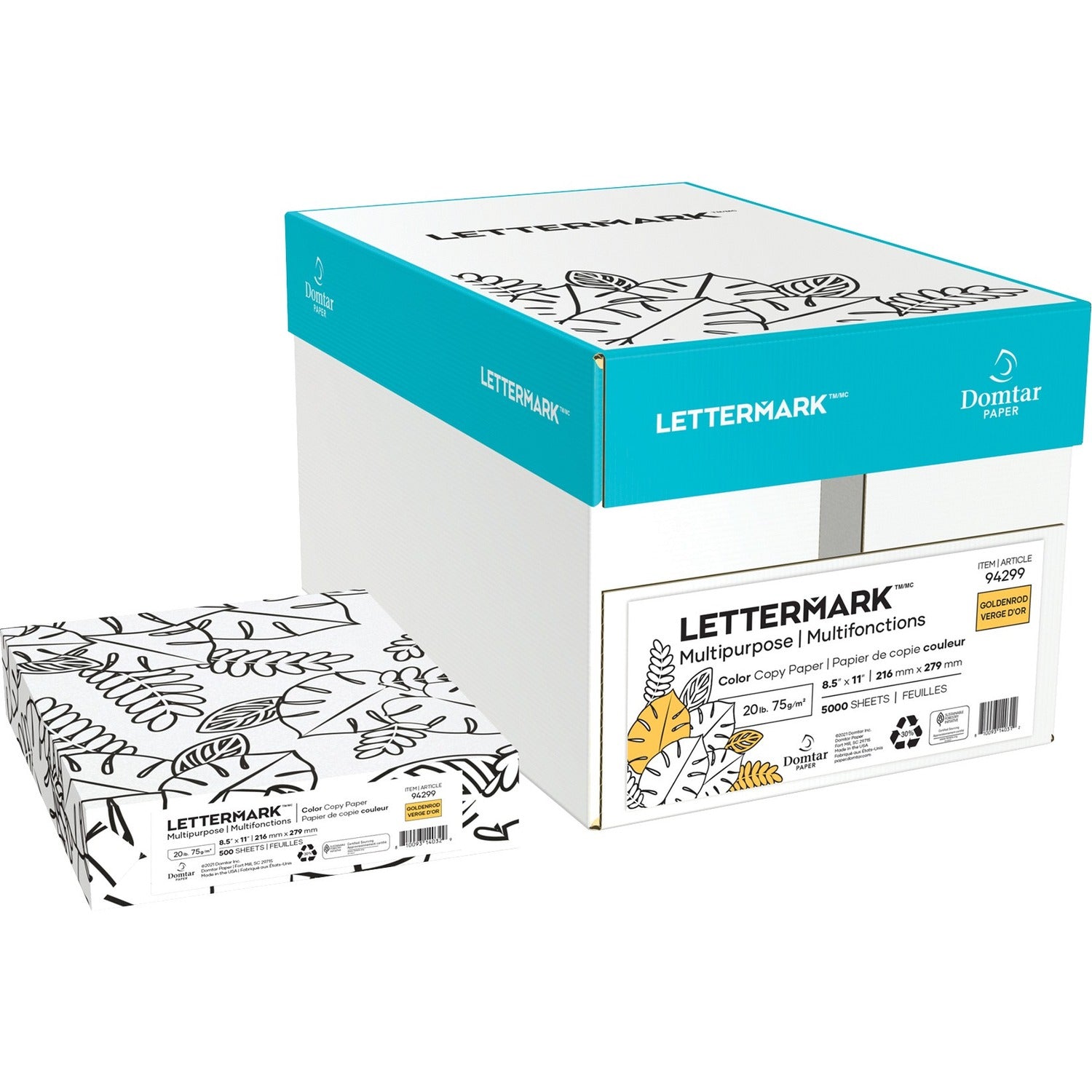 Lettermark Colors Multipurpose Paper – Letter, 8.5" × 11", 20 lb, 500 Sheets