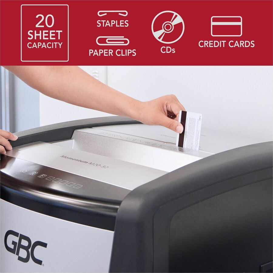 GBC Momentum Paper Shredder, M20-32, Micro-Cut, Anti-Jam, 20 Sheets