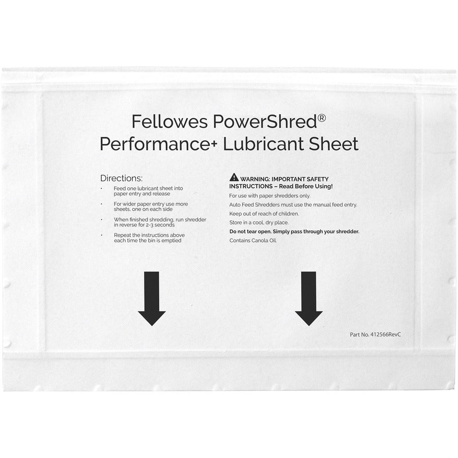 Fellowes Powershred Performance+ Lubricant Sheets
