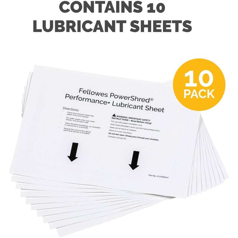 Fellowes Powershred Performance+ Lubricant Sheets