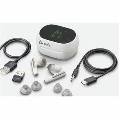 Poly Voyager Free 60 UC White Sand Earbuds +BT700 USB-C Adapter +Basic Charge Case