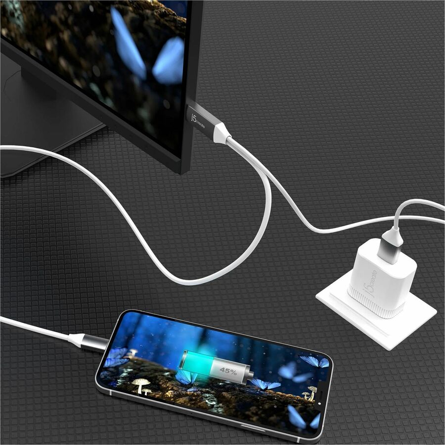 Câble HDMI 4K USB-C j5create avec port USB Type-A 5V Pass-Through