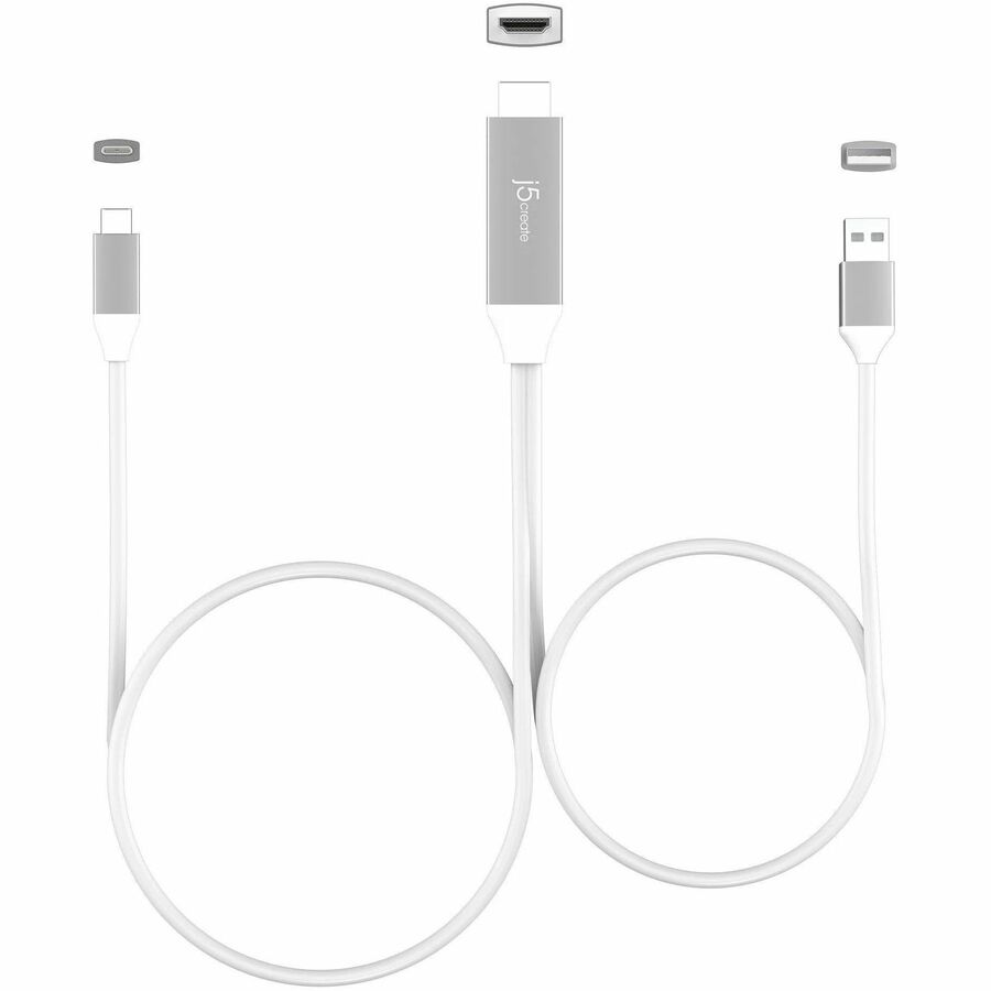 Câble HDMI 4K USB-C j5create avec port USB Type-A 5V Pass-Through