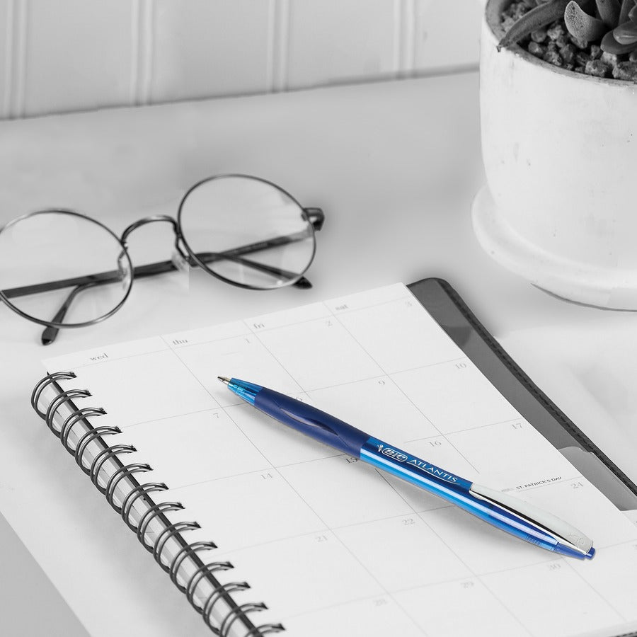 BIC Glide Blue Retractable Ballpoint Pens, Medium Point (1.0 mm), 12-Count Pack, Ultra Smooth Writing Blue Pens